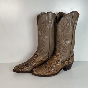 Vintage Dan Post Front Cut Python Cowboy Boots 9 D Snakeskin USA Recrafted